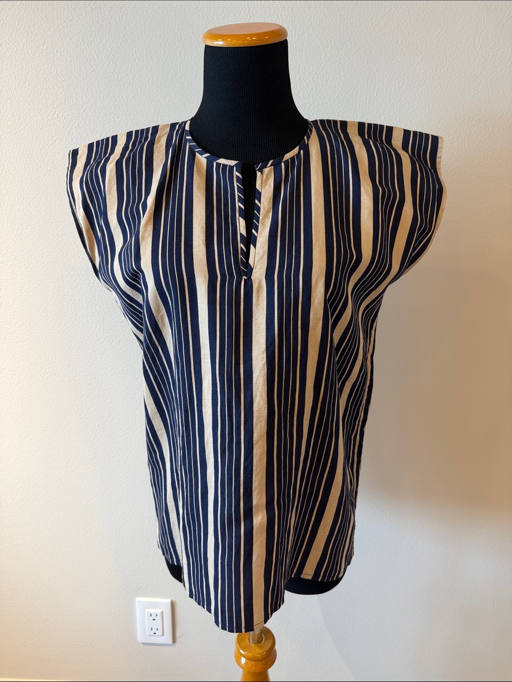 Zero + Maria Cornejo Striped Blouse in Navy and Beige